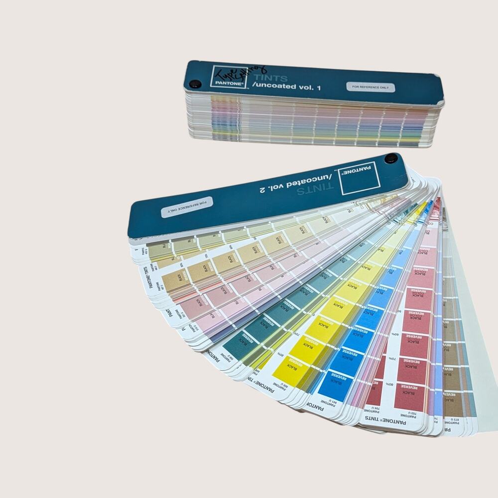 1990s Vintage Pantone Tints Uncoated Volumes 1 and 2 Color Swatch Books